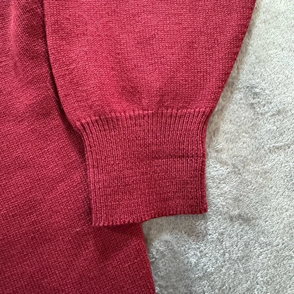Vintage Burberrys Sweater Mens XL‎ Red Merino Wool V-Neck Academia 80s Scotland